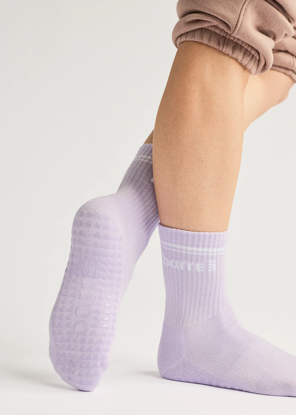 barre3 3/4 Crew Grip Socks - Orchid - Image 4