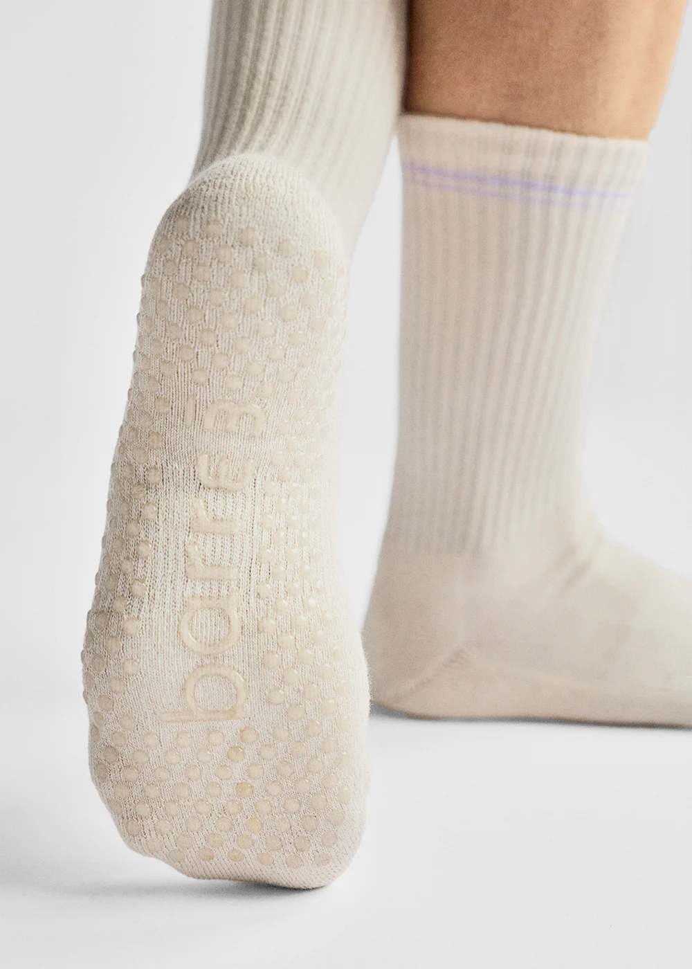 barre3 Crew Grip Socks - Off White - Image 3